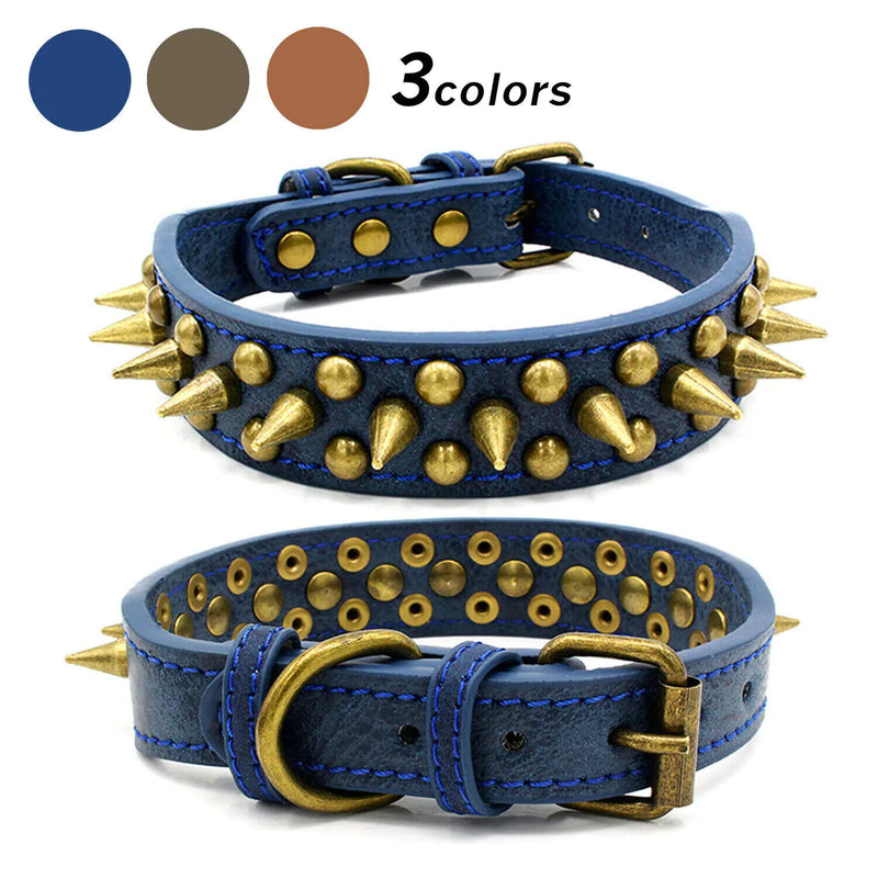 Retro Spiked Rivet Leather Dog Collar
