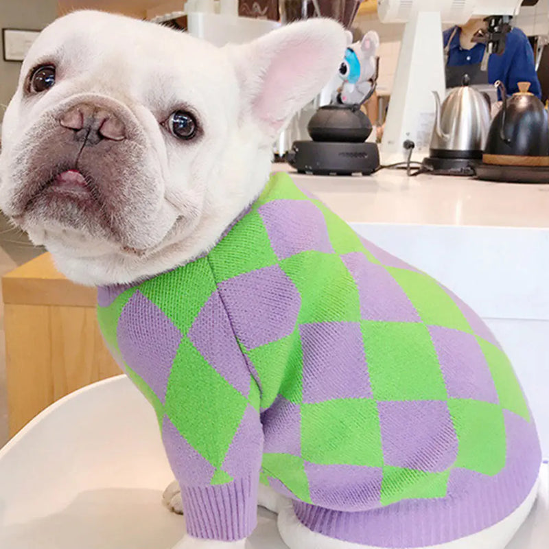 Trendy Plaid Dog Sweater for Pets