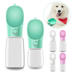Portable Pet Water Bottle with Fold-Out Trough: One-Button Dispenser for Dogs