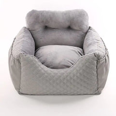 Plush Dog Car Safety Seat: Quilted Comfort Bucket Seat for Car Travel