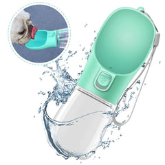 Portable Pet Water Bottle with Fold-Out Trough: One-Button Dispenser for Dogs