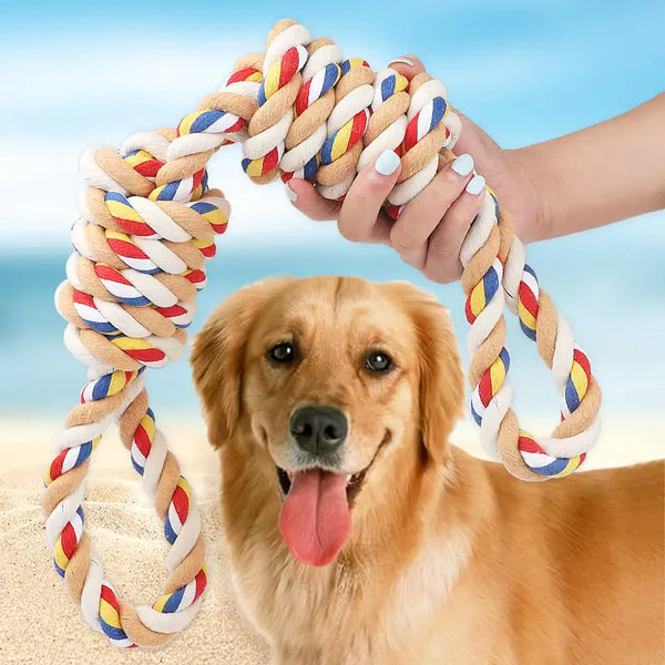 Rope dog chew toy that should be checked for fraying before cleaning