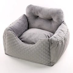 Plush Dog Car Safety Seat: Quilted Comfort Bucket Seat for Car Travel