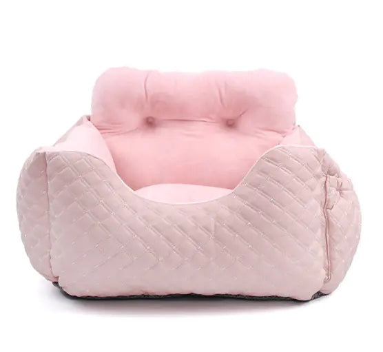 Plush Dog Car Safety Seat: Quilted Comfort Bucket Seat for Car Travel