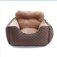 Plush Dog Car Safety Seat: Quilted Comfort Bucket Seat for Car Travel